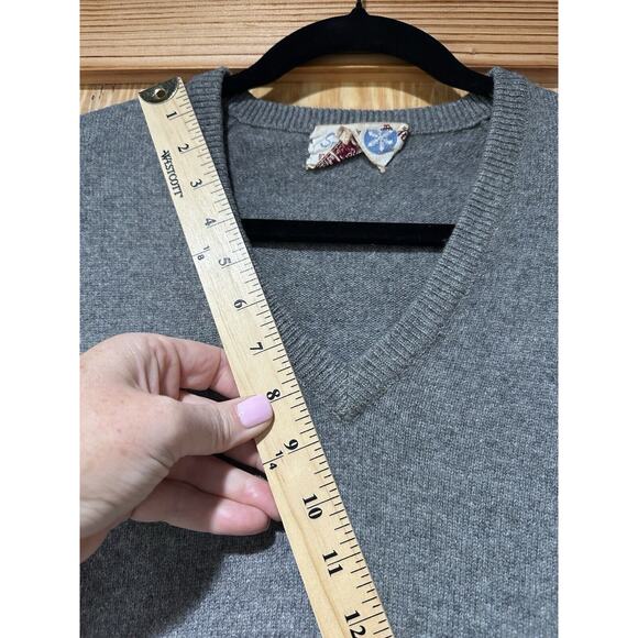 Snowflakes Men's 100% Lambswool V-neck Sweater Vest Grey Size M 36 - Picture 5 of 6